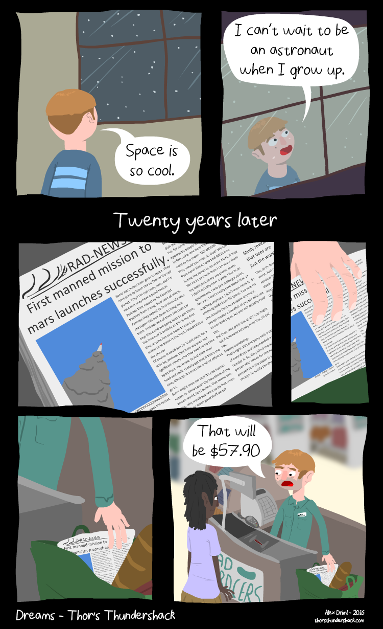 People read newspapers in the future? This comic makes no sense.